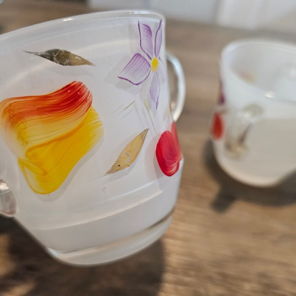 Vintage Bartlett Collins Hand Painted Gay Fad Glass Fruit Creamer Set of 3 MCM - Picture 10 of 14